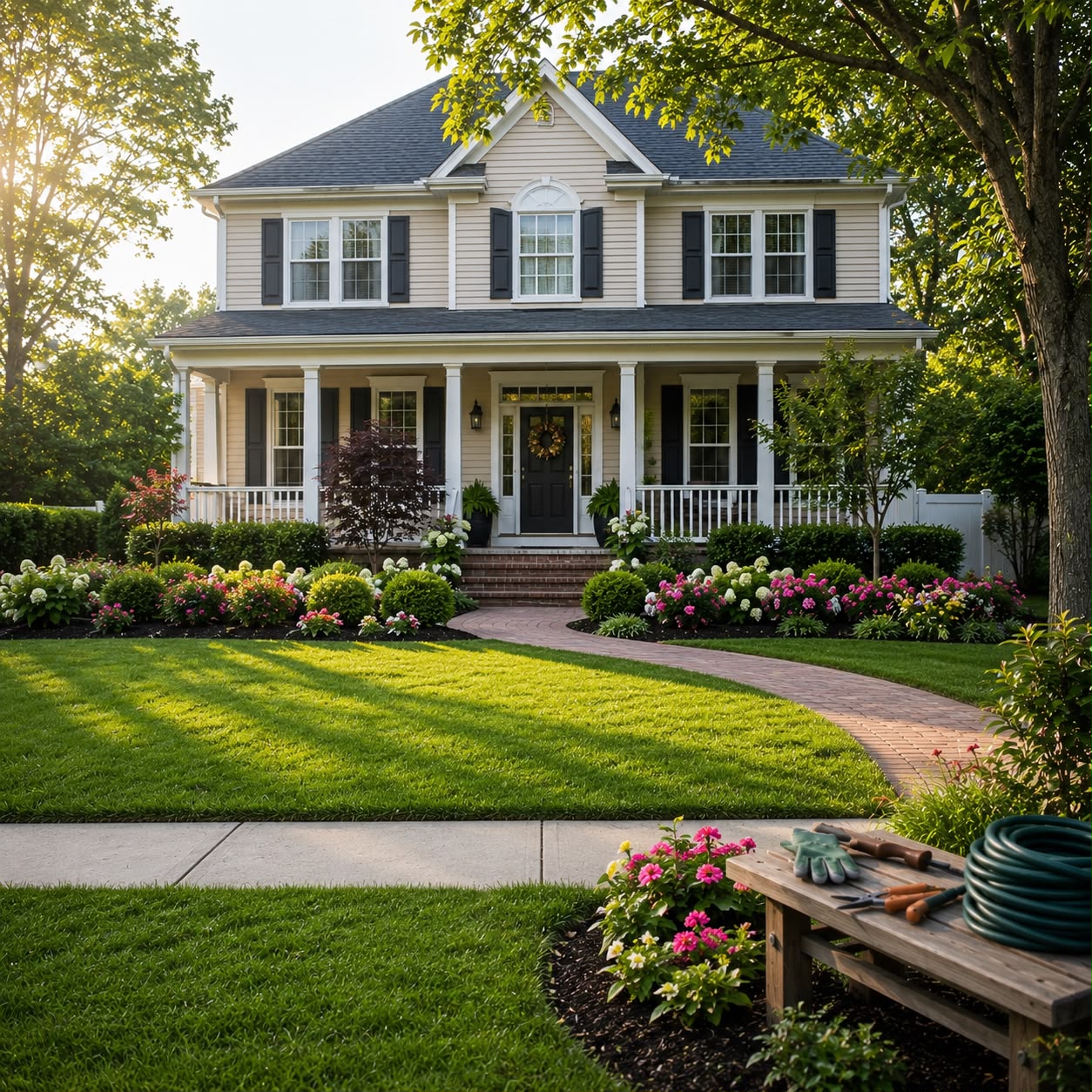 Beautiful home with professional lawn and garden